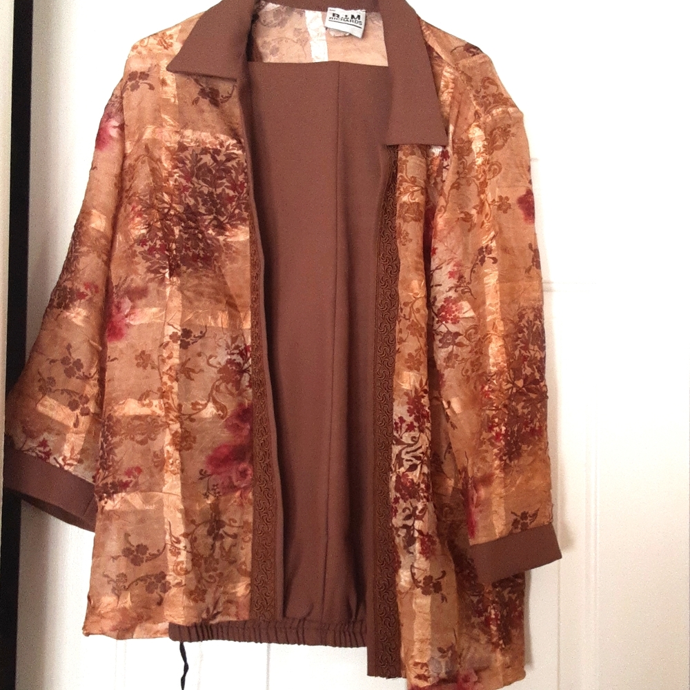 2 piece pant outfit _ R & M Richard's, size 14 ,Dark brown & light brown .